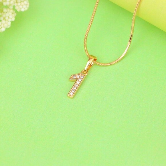 "Rose Gold Number 1 Pendant with Crystals – 18K Gold Plated Charm, XPPT1341 - Picture 9 of 13